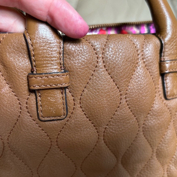 Vera Bradley Leather Quilted Mini Marlo Crossbody Saddle Brown - Picture 9 of 16